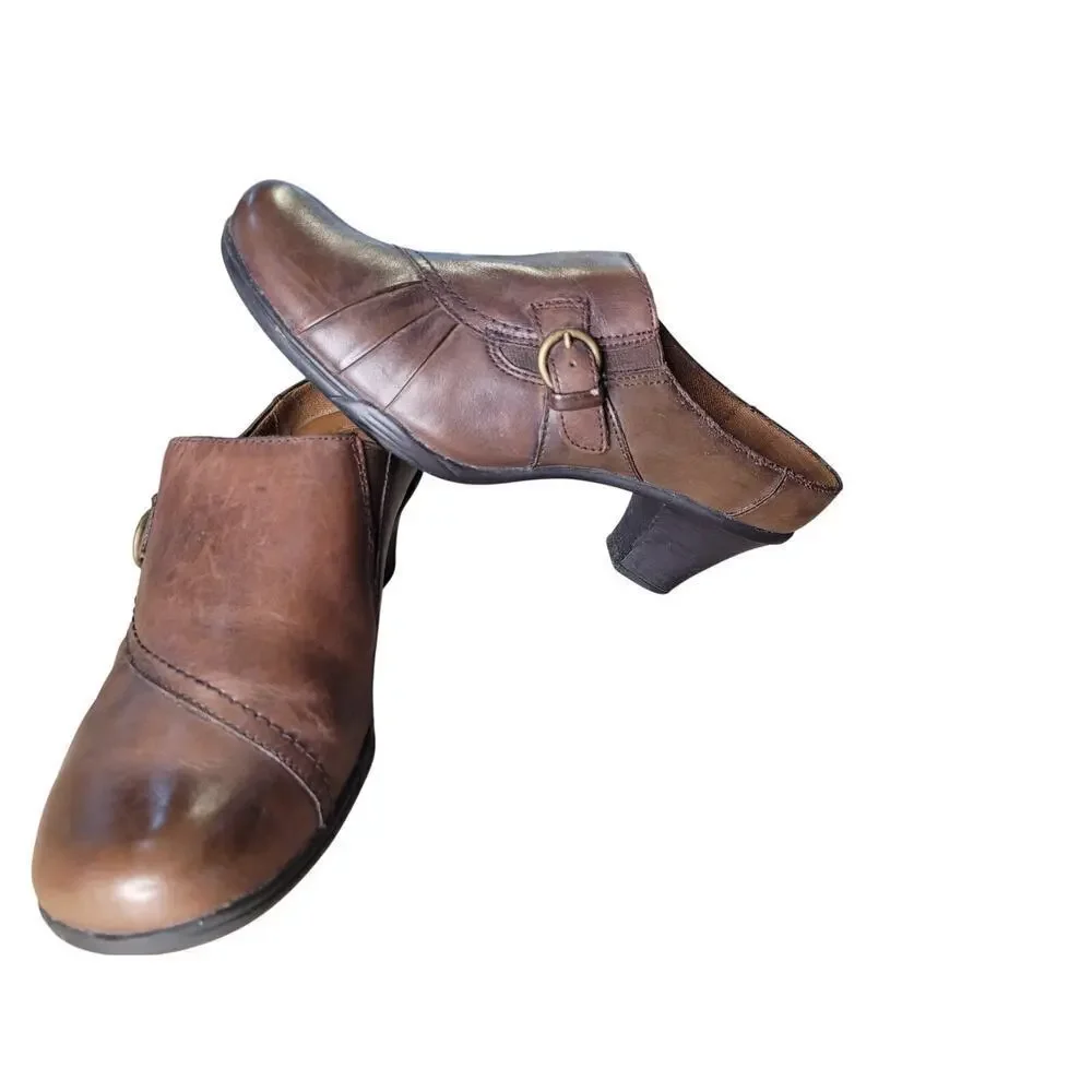 Earth Spirit Classics Clogs Emily Dark Brown Slip on Leather Sz‎ 9